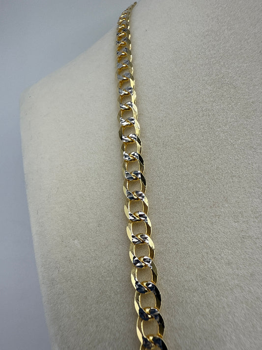 Sterling Silver 24inch 5mm Pave Cuban Chain - Gold Plated