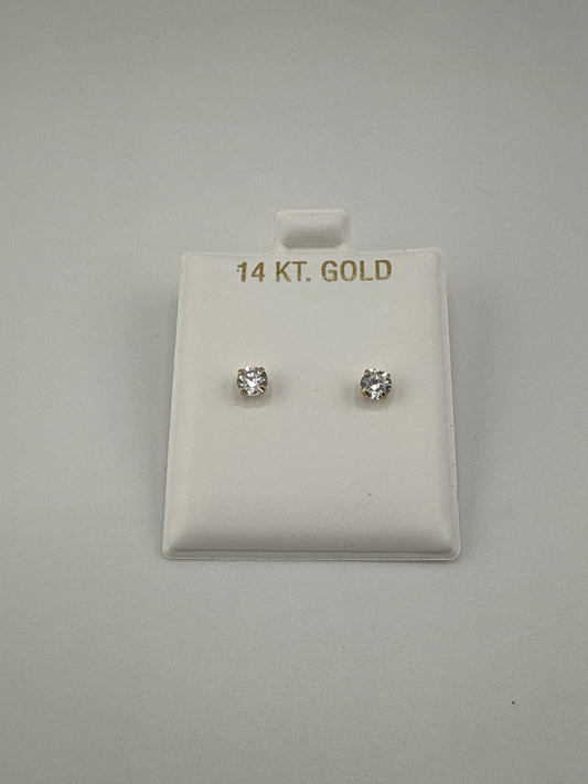 Baby earrings, zirconia, circle stone medium size