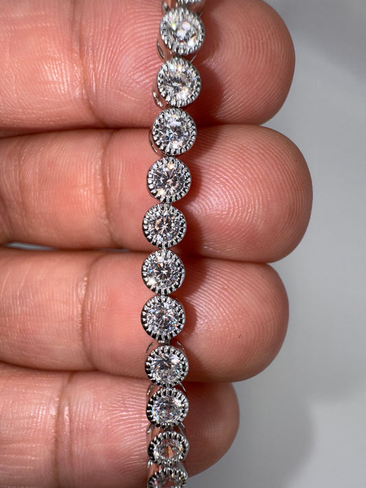 Sterling Silver, 4mm Round Zirconia Tennis Bracelet