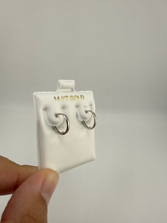 14k White Gold Simple, Small Huggie Earrings