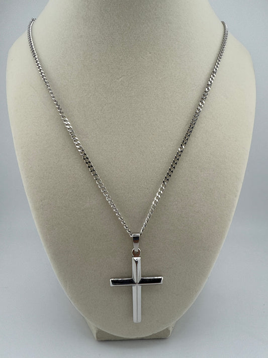 Stainless Steel Polished 3D Cross Necklace