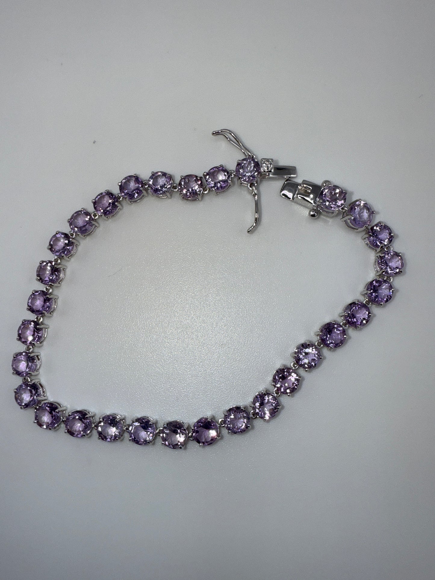 Sterling Silver Four-Prong Amethyst Bracelet
