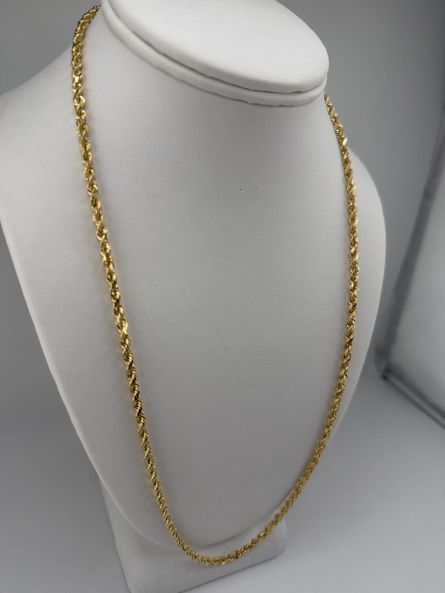 hollow rope chain | diamond cut | 14k gold | 3.25 mm width | 24 inches length
