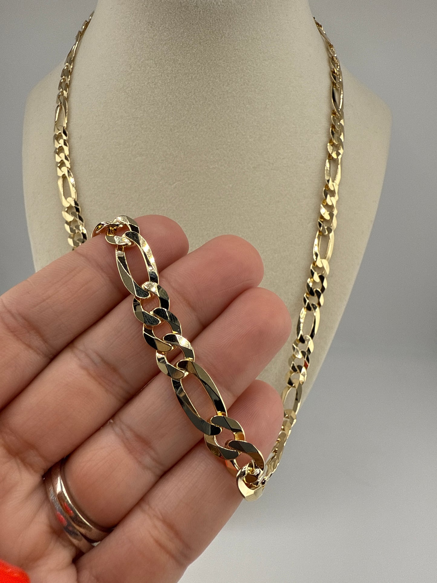 Sterling Silver 24inch 7.8mm Figaro Chain - Gold Plated