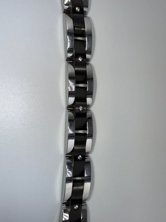 Stainless Steel Black with 5 Zirconia Link Bracelet