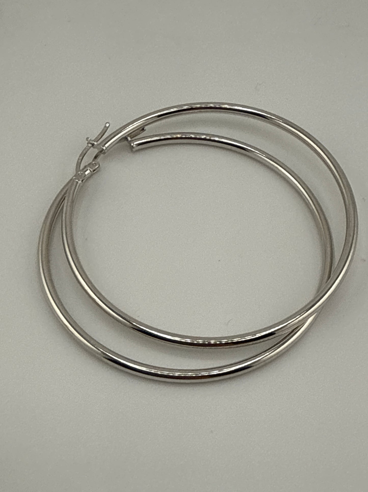Sterling Silver Rhodium-plated Round Hoop Earrings