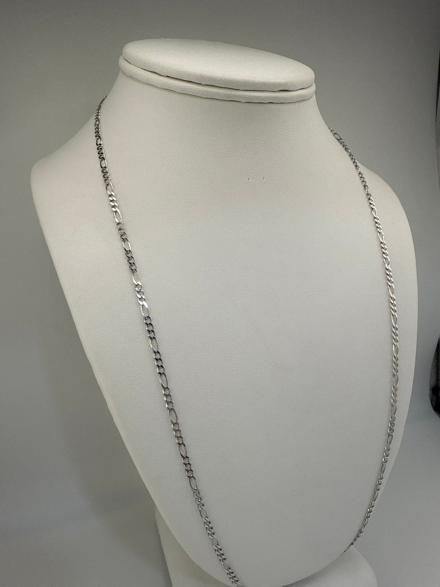 14k white gold Figaro link chain | 24 inches