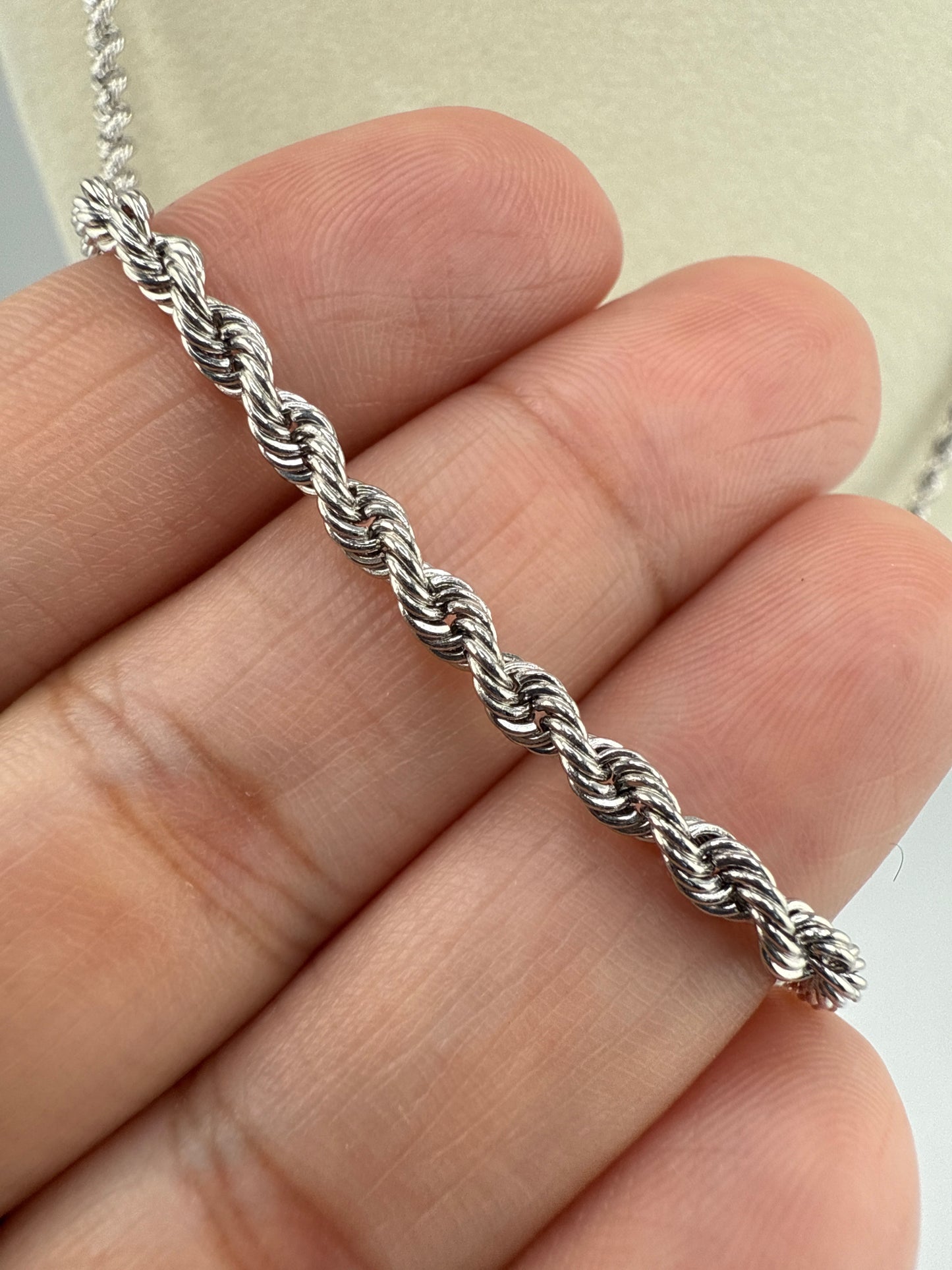 14k White Gold Rope Chain, 24inches