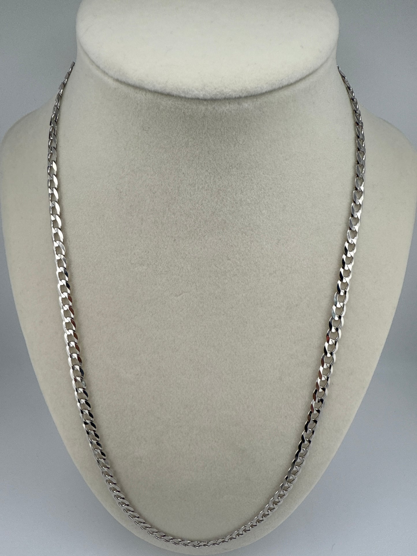 14k White Gold 22inch Flat Cuban Link Chain