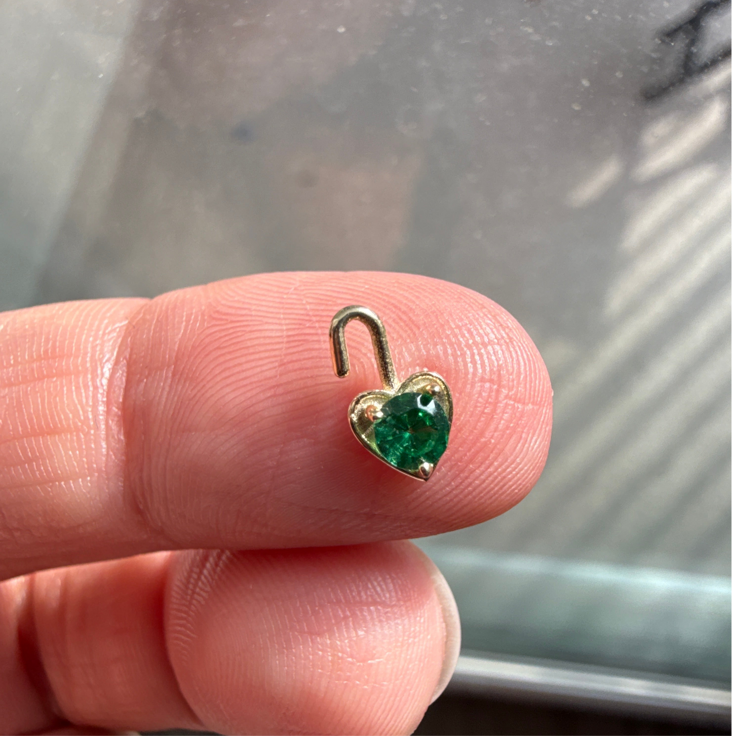 14k Gold May Synthetic Birthstone Heart Pendant