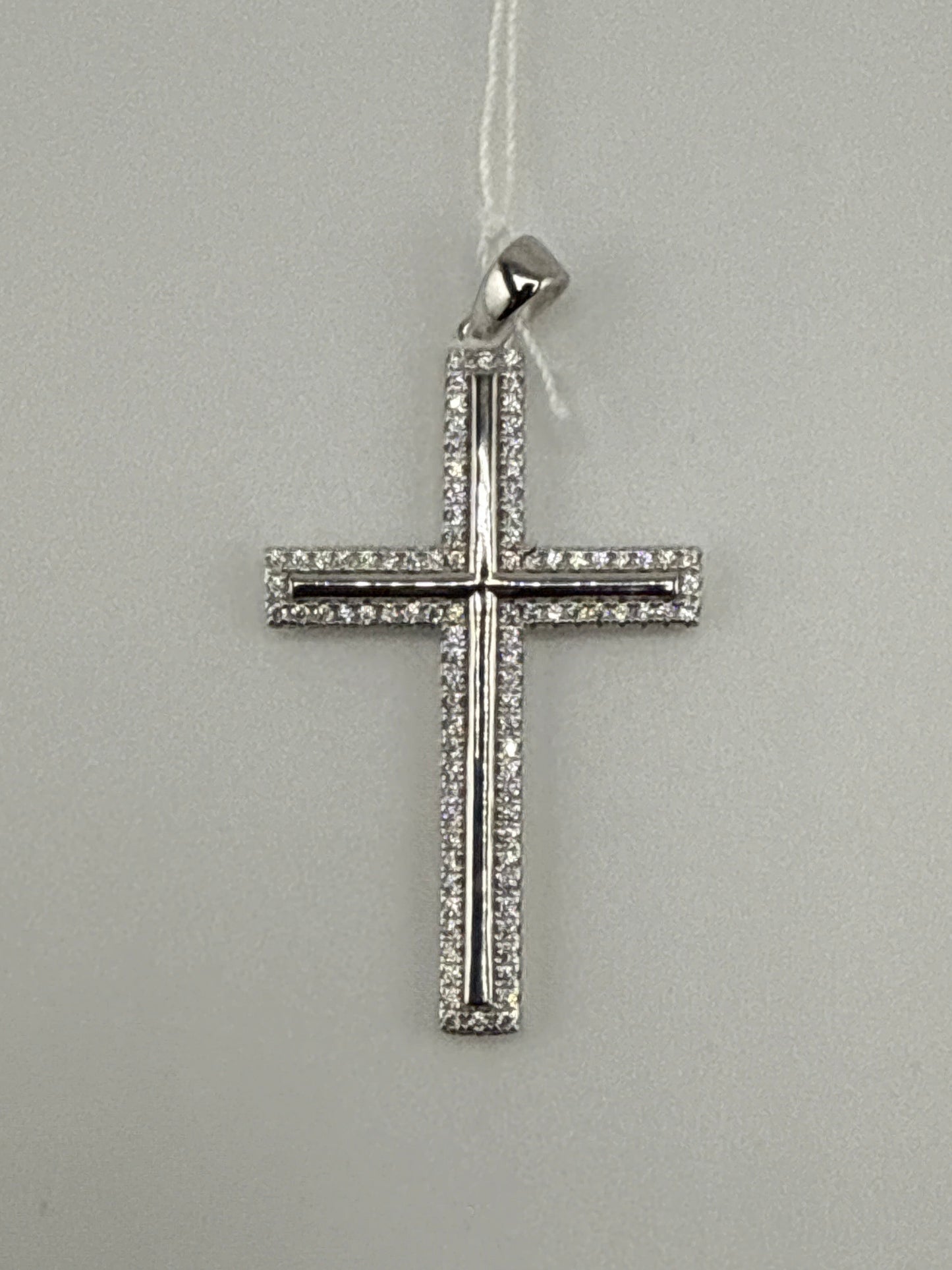Sterling Silver High Polish Zirconia Outline Cross Pendant