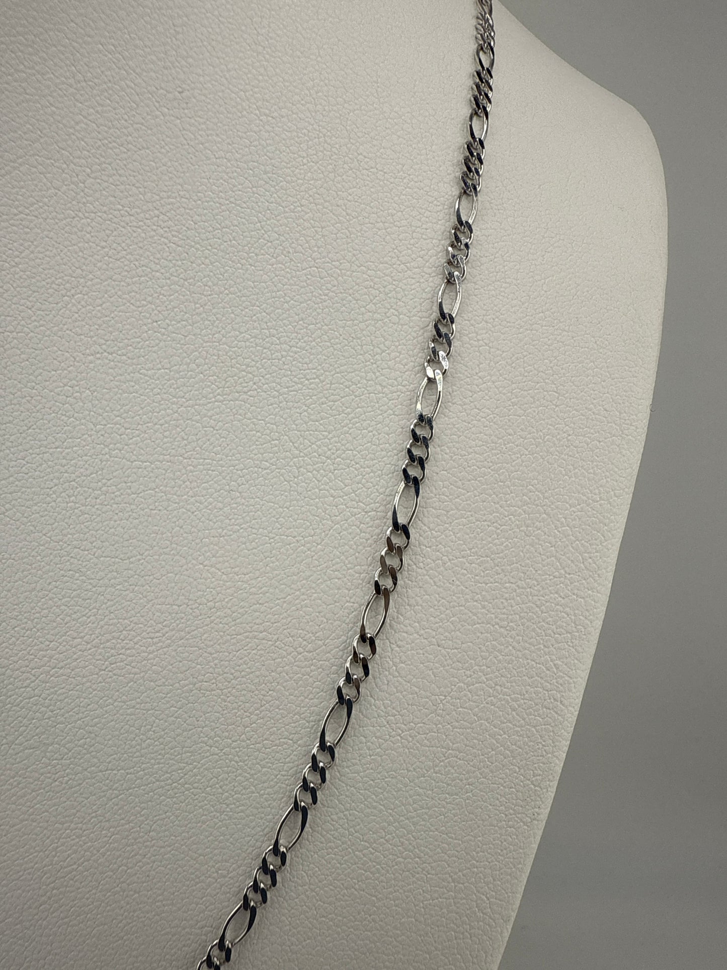 14k white gold Figaro link chain | 20 inches