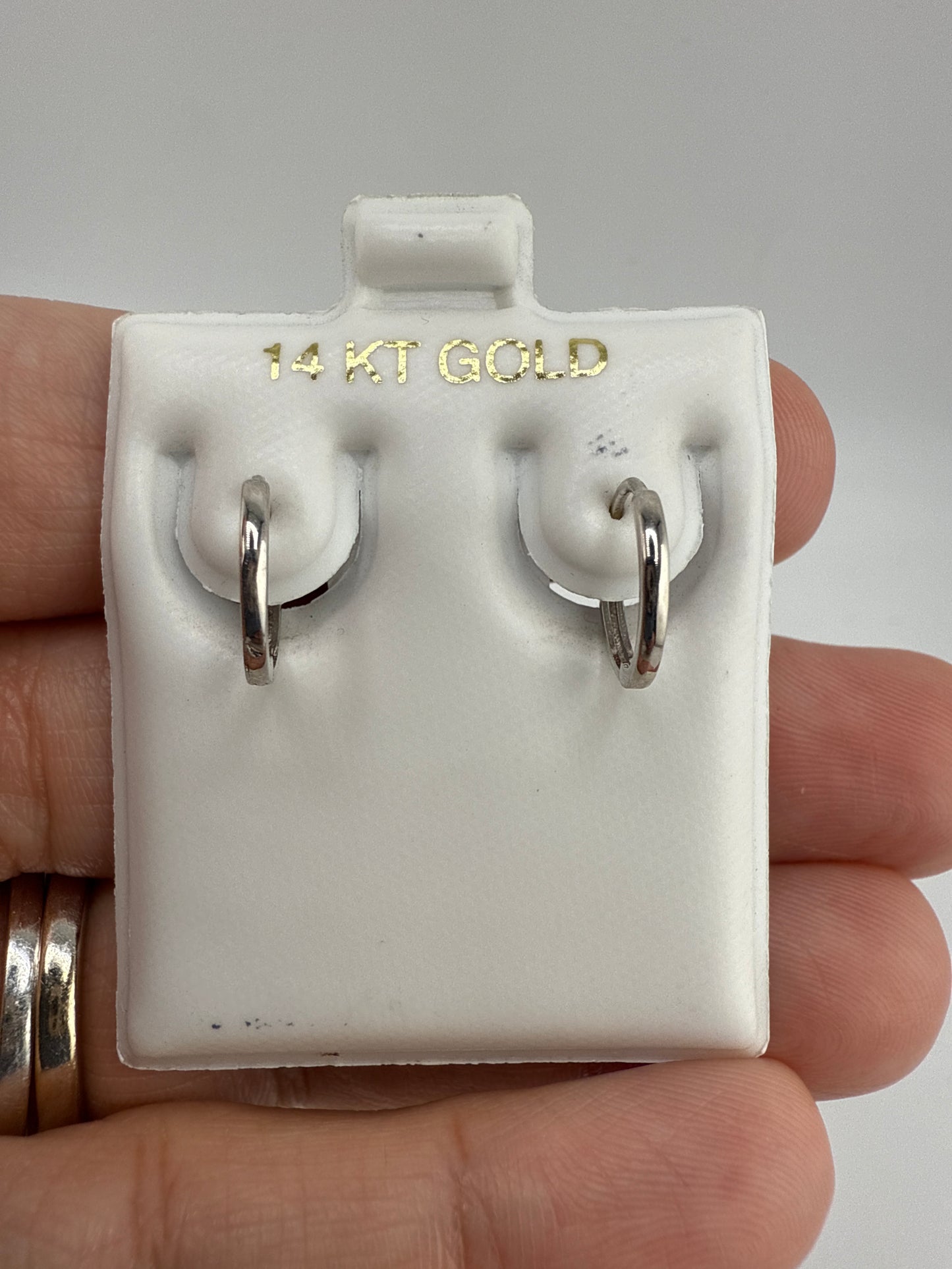 14k White Gold Simple, Small Huggie Earrings