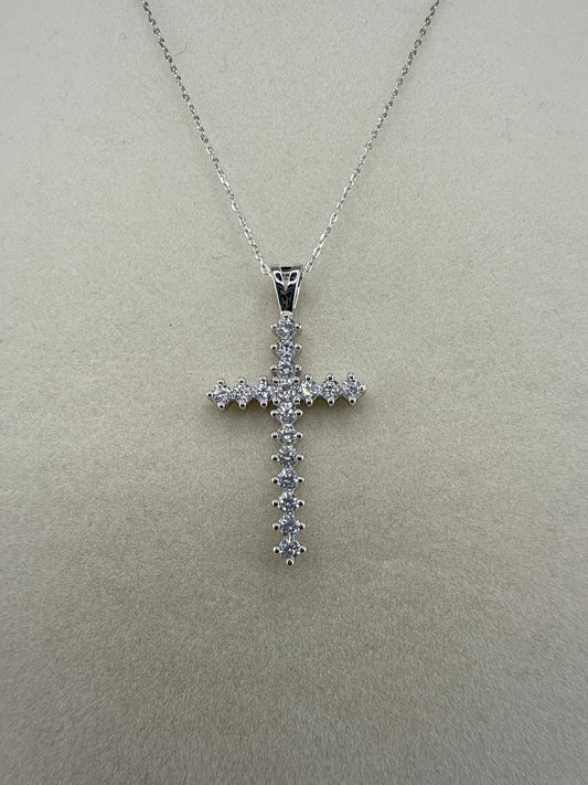 Sterling Silver Zirconia Cross Necklace