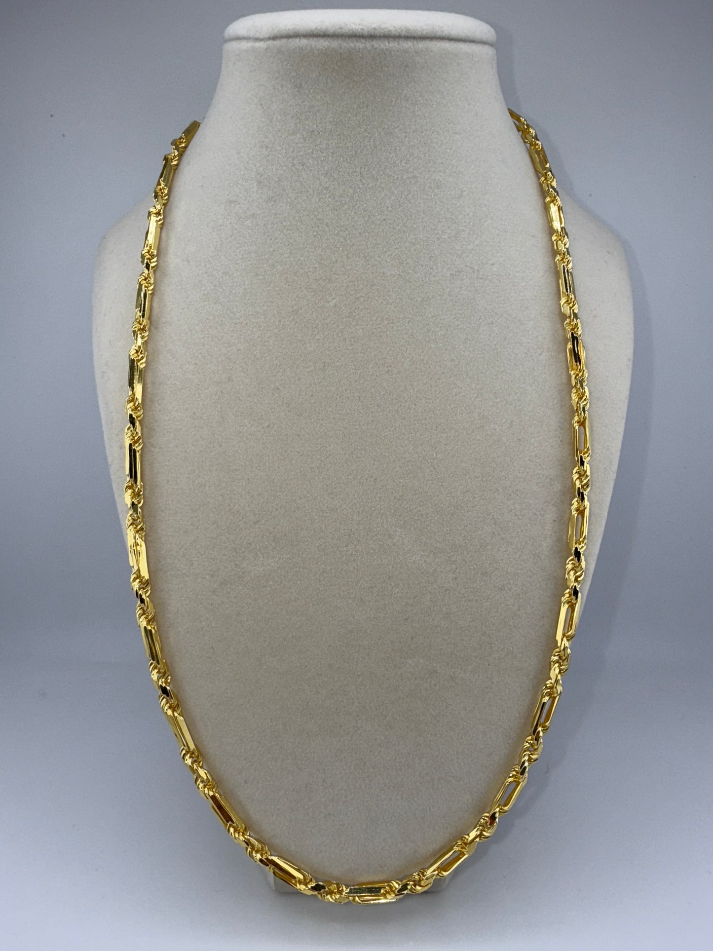 Sterling Silver 24inch 4mm Figarope Chain - Gold Plated