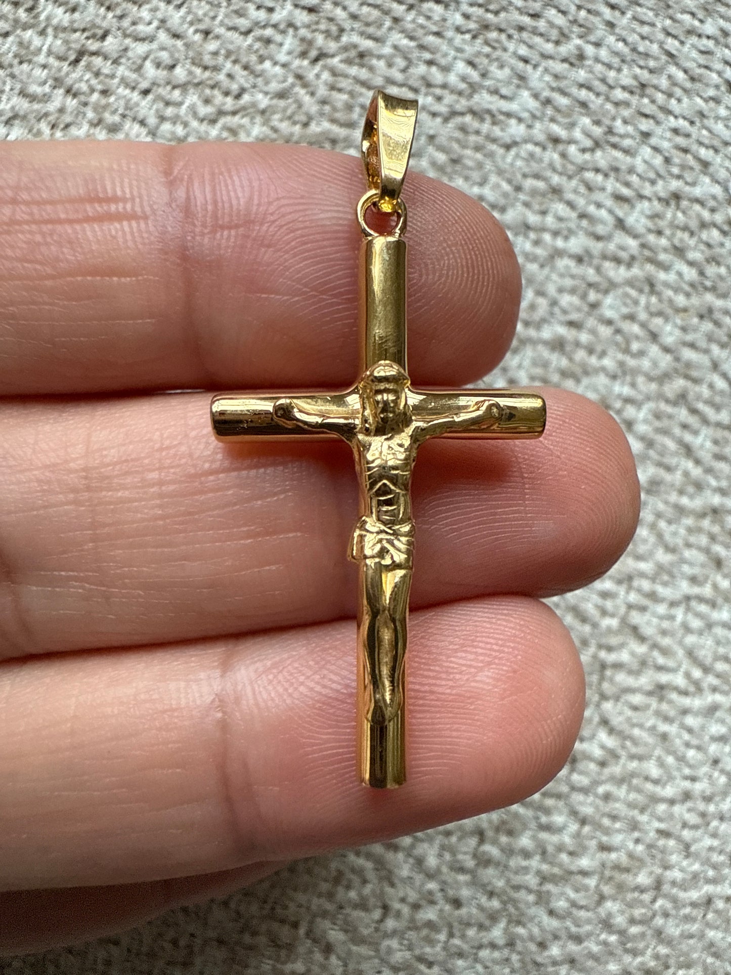 Sterling Silver Gold-tone Polished Crucifix Pendant