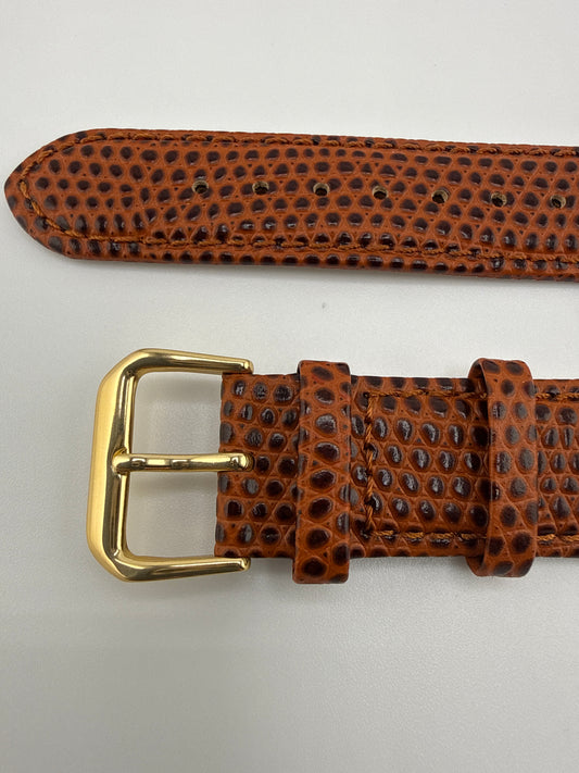Havana Lizard Grain Leather Gold-tone Buckle