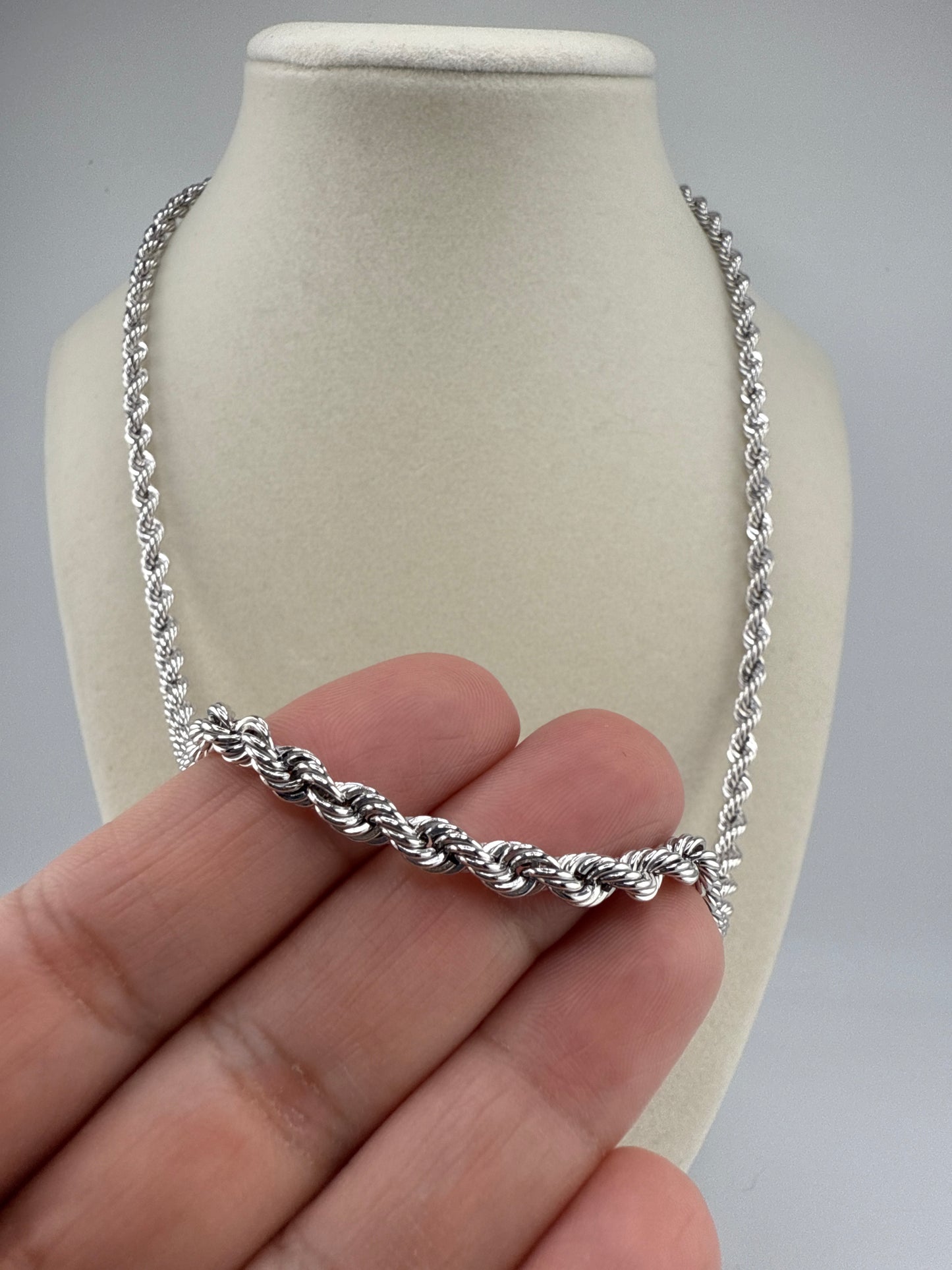 Sterling Silver 22inch 4.5mm Loose Rope Chain - Rhodium Plated