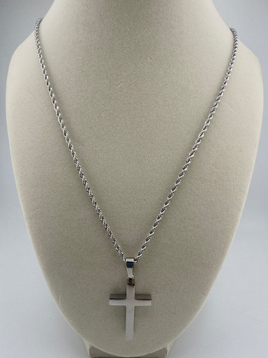 Stainless Steel Oxidized Anchor Cross Necklace
