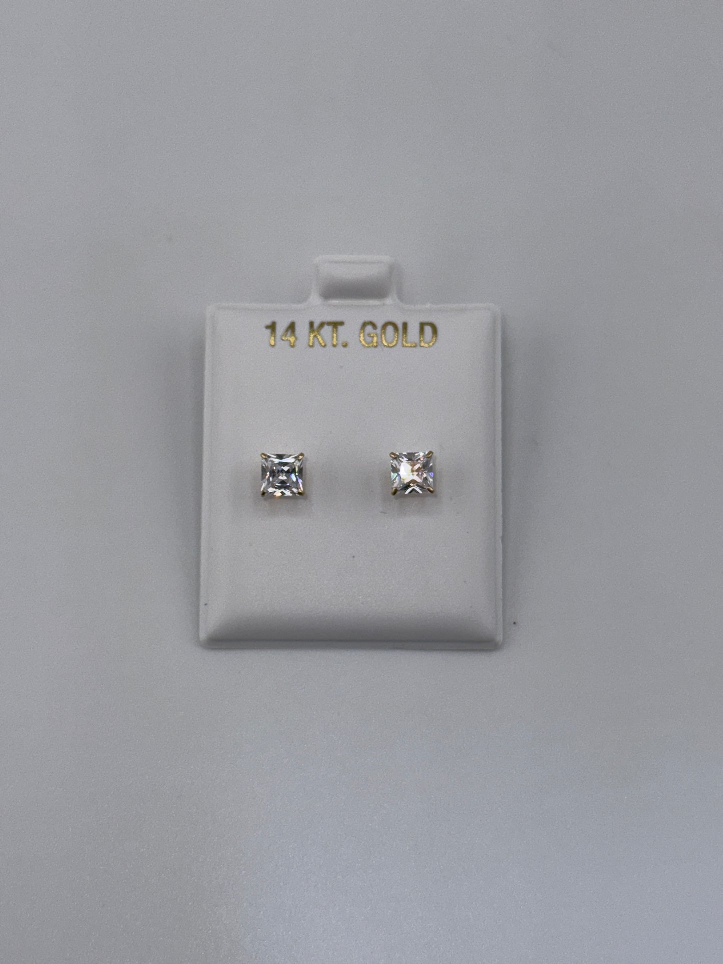 Baby earrings, zirconia, square stone