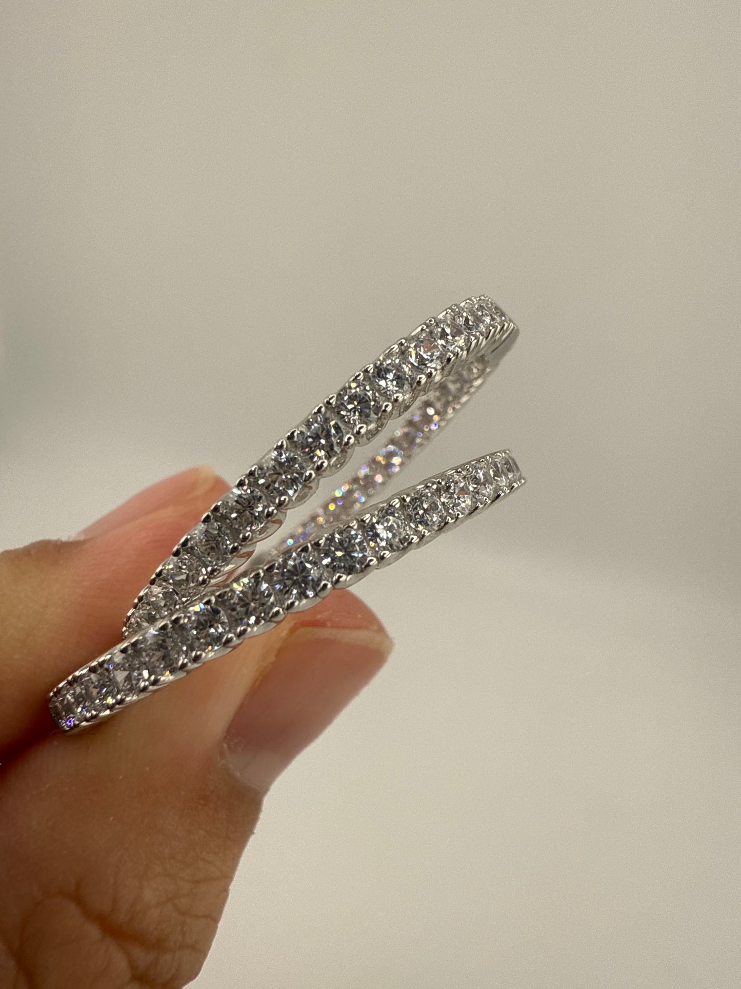 Sterling Silver Hoops with Zirconia Inside-Outside design