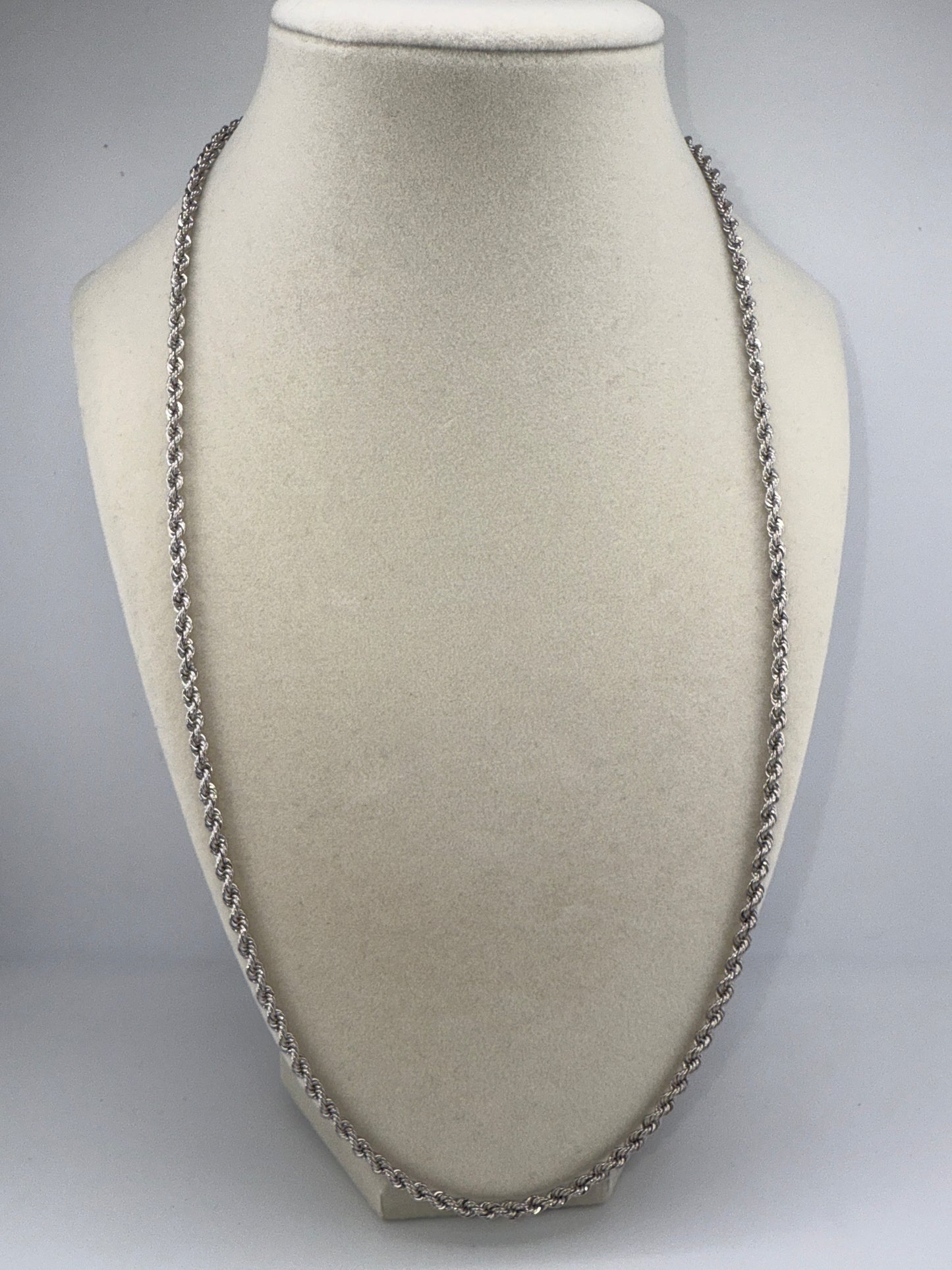 14k White Gold Rope Chain, 24inches