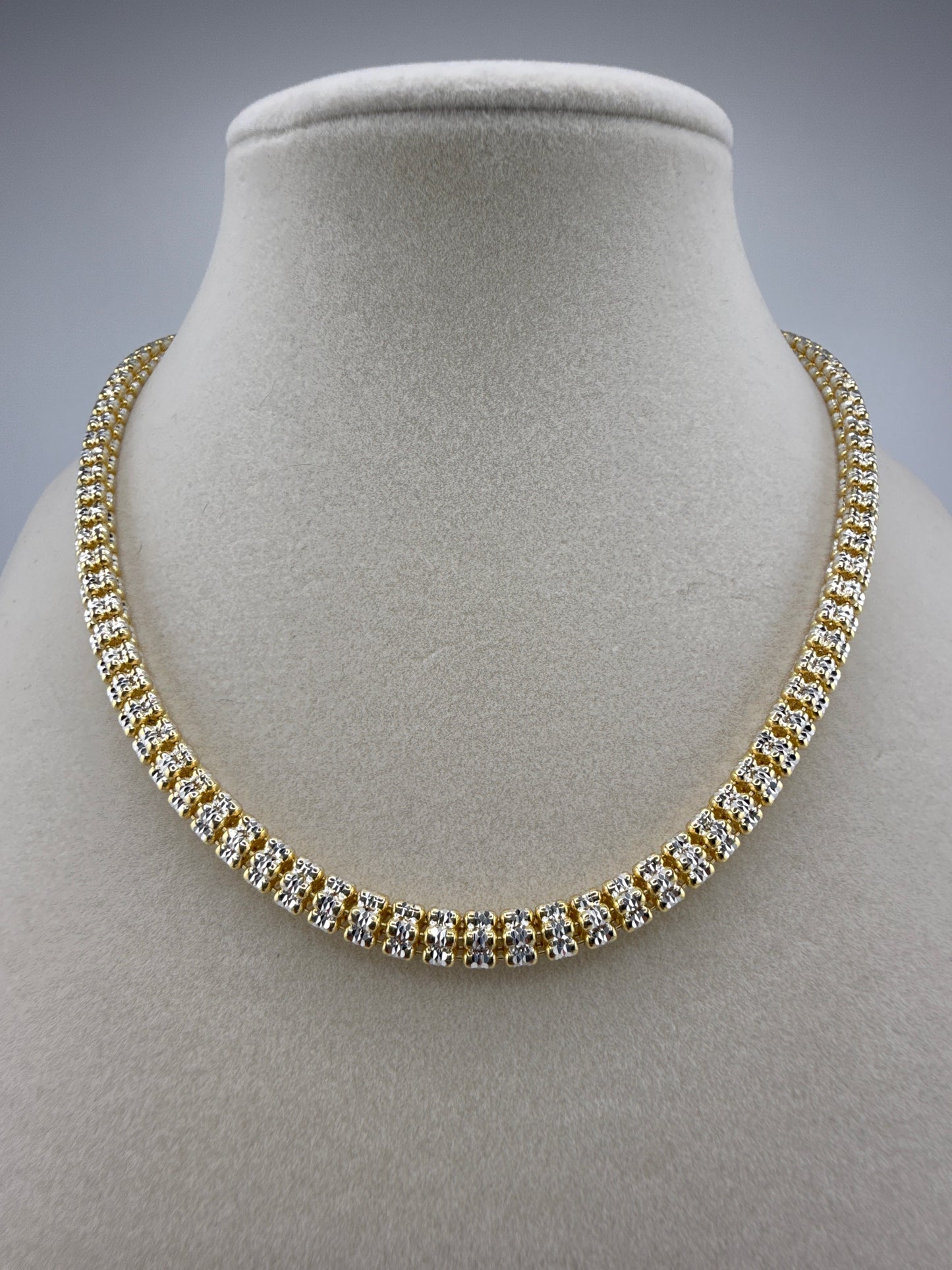 Sterling Silver 16inch 5mm D-C Ice Chain - Two-toned