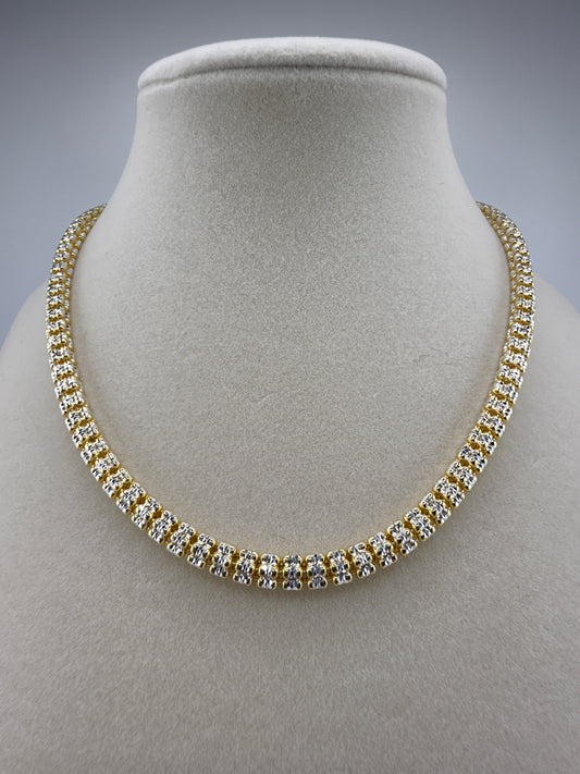 Sterling Silver 16inch 5mm D-C Ice Chain - Two-toned