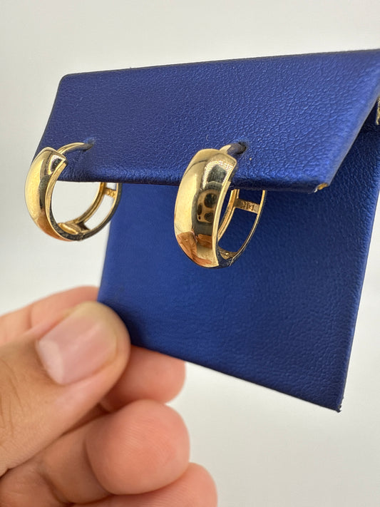 14k gold huggie earrings simple design and open backing