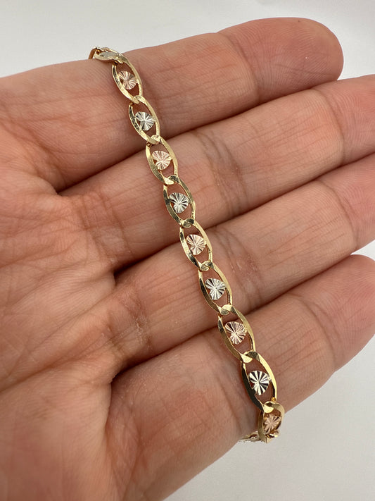 14k Tri-Gold link bracelet | 7 inches