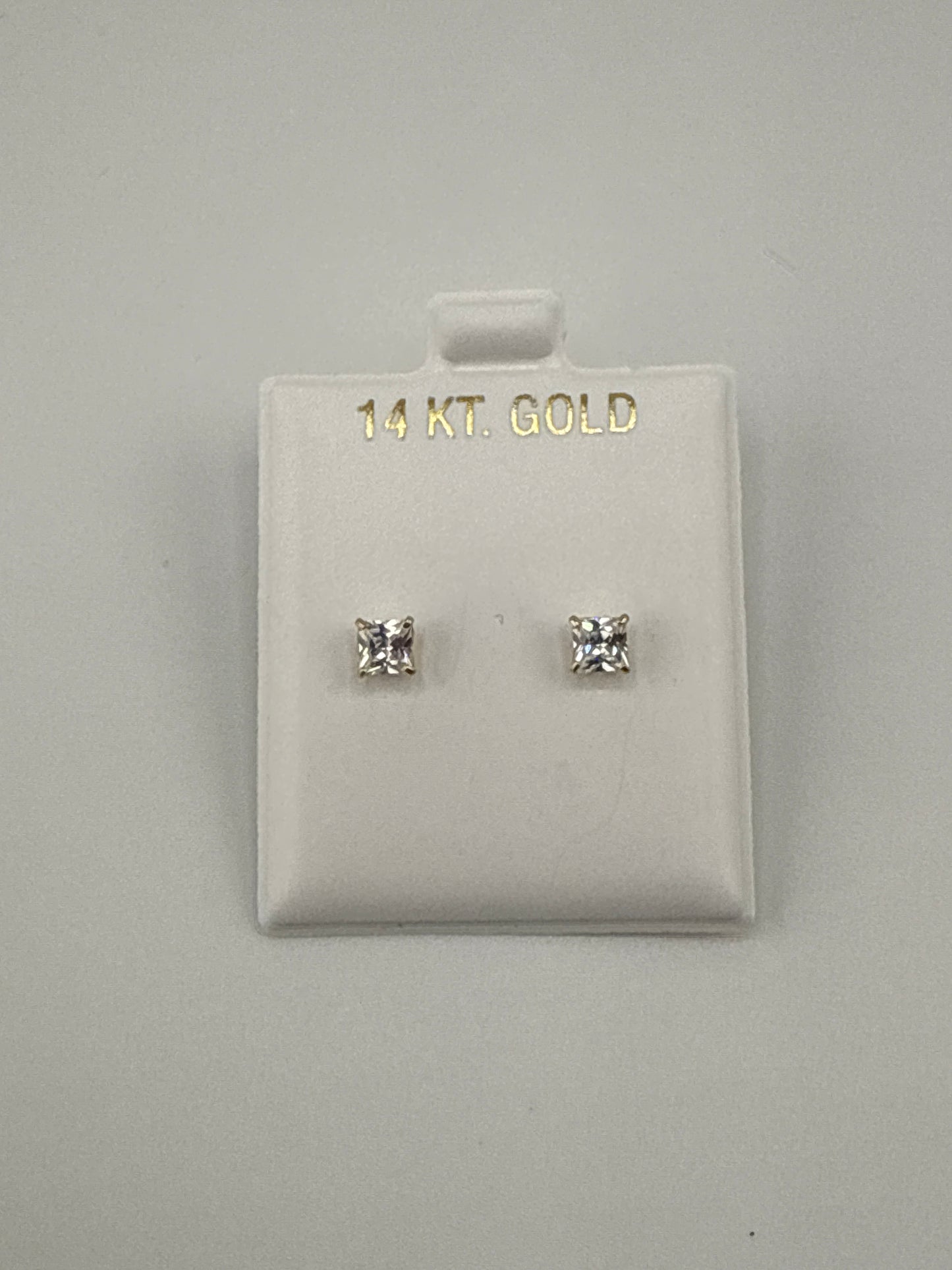 Baby earrings, zirconia, square stone medium size