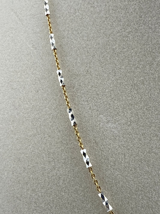 Sterling Silver Diamond-Cut Long Square Beads Chain - Gold Plated