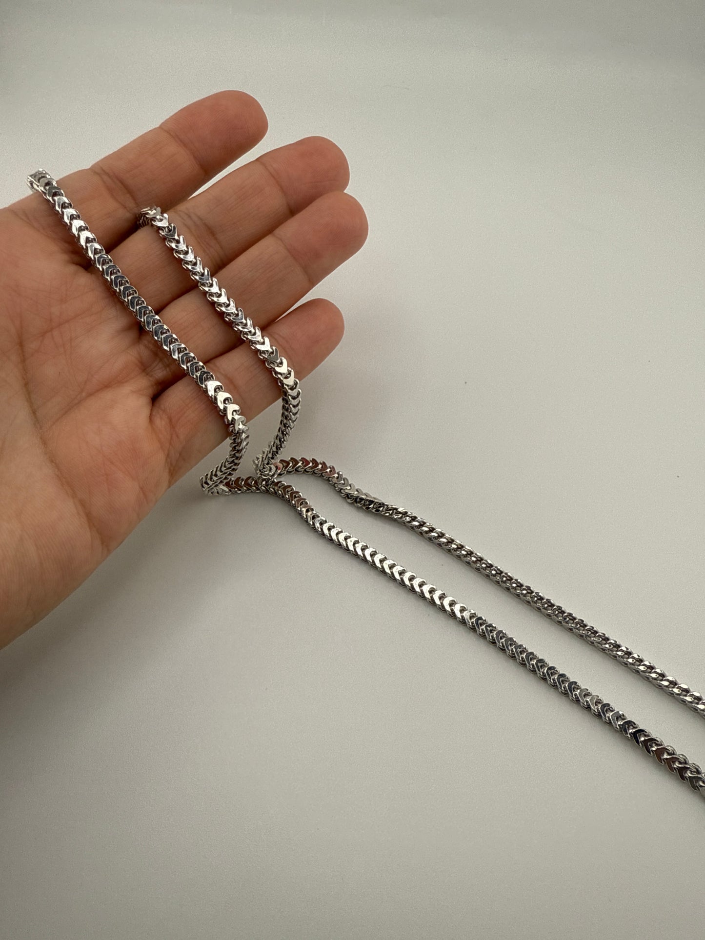 Sterling Silver 3mm Franco Chain - Rhodium