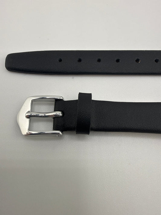 Gilden Black Classic Calfskin Silver-tone Buckle Watchband