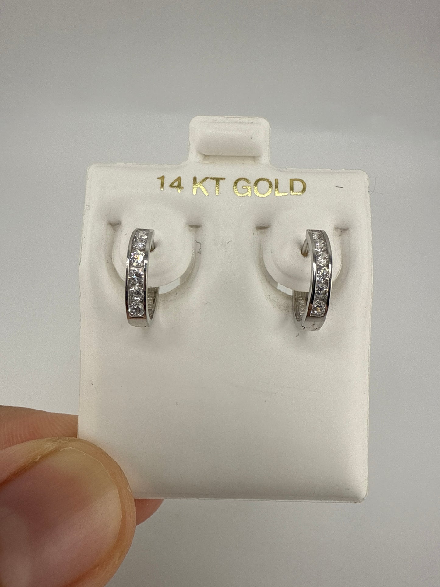14k White Gold and Zirconia small Stunning Huggie Earrings