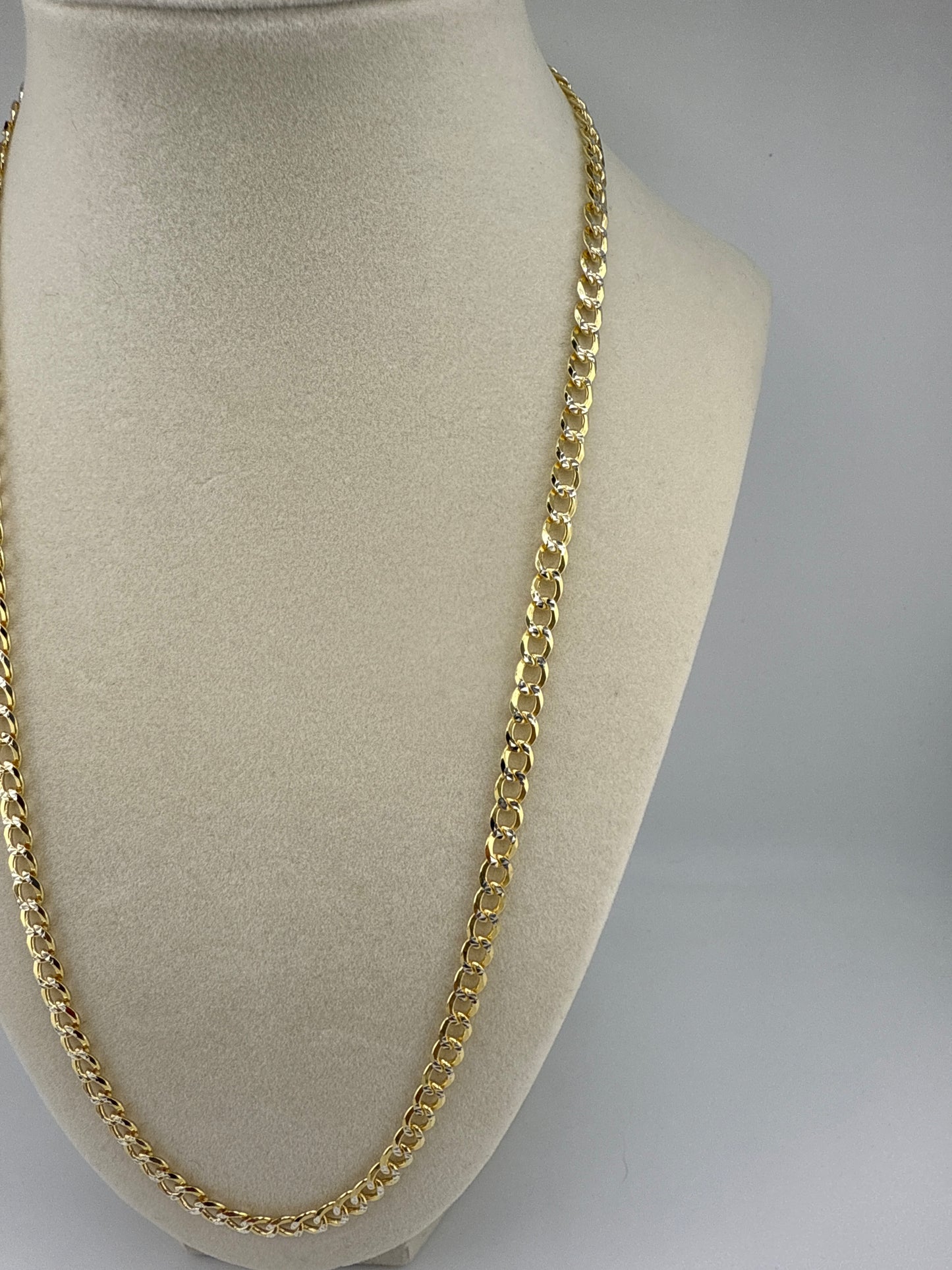 Sterling Silver 22inch 5mm Pave Cuban Chain - Gold Plated