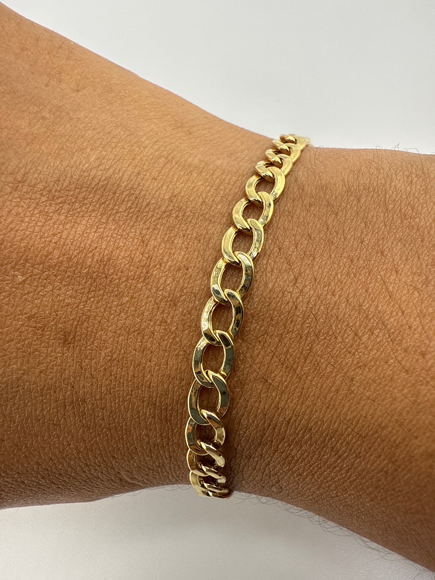 14k yellow gold flat Cuban link bracelet | 8 inches