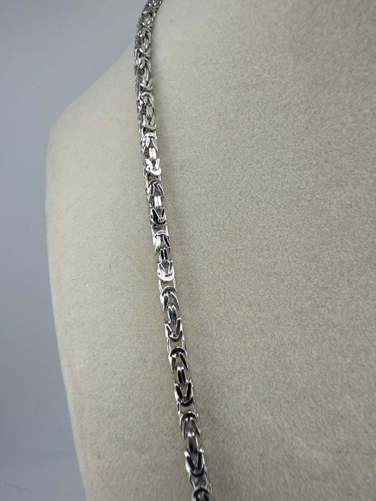 Sterling Silver 22inch 2.7mm Byzantine Chain - Rhodium Plated