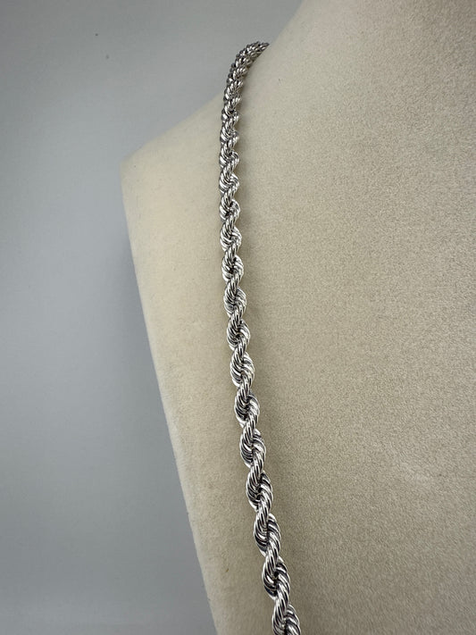 Sterling Silver 22inch 4.5mm Loose Rope Chain - Rhodium Plated