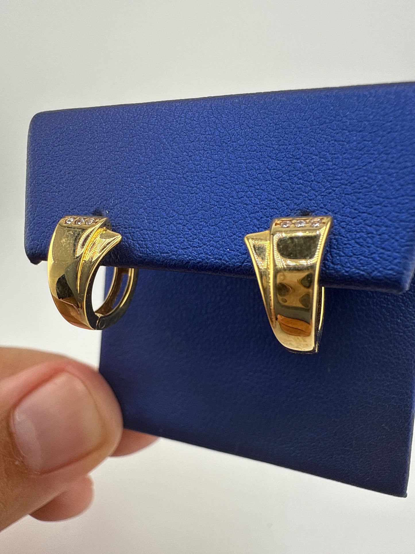 14k gold huggie earrings | fancy design with zirconia