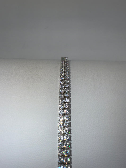 Sterling Silver Double Row CZ Tennis Bracelet