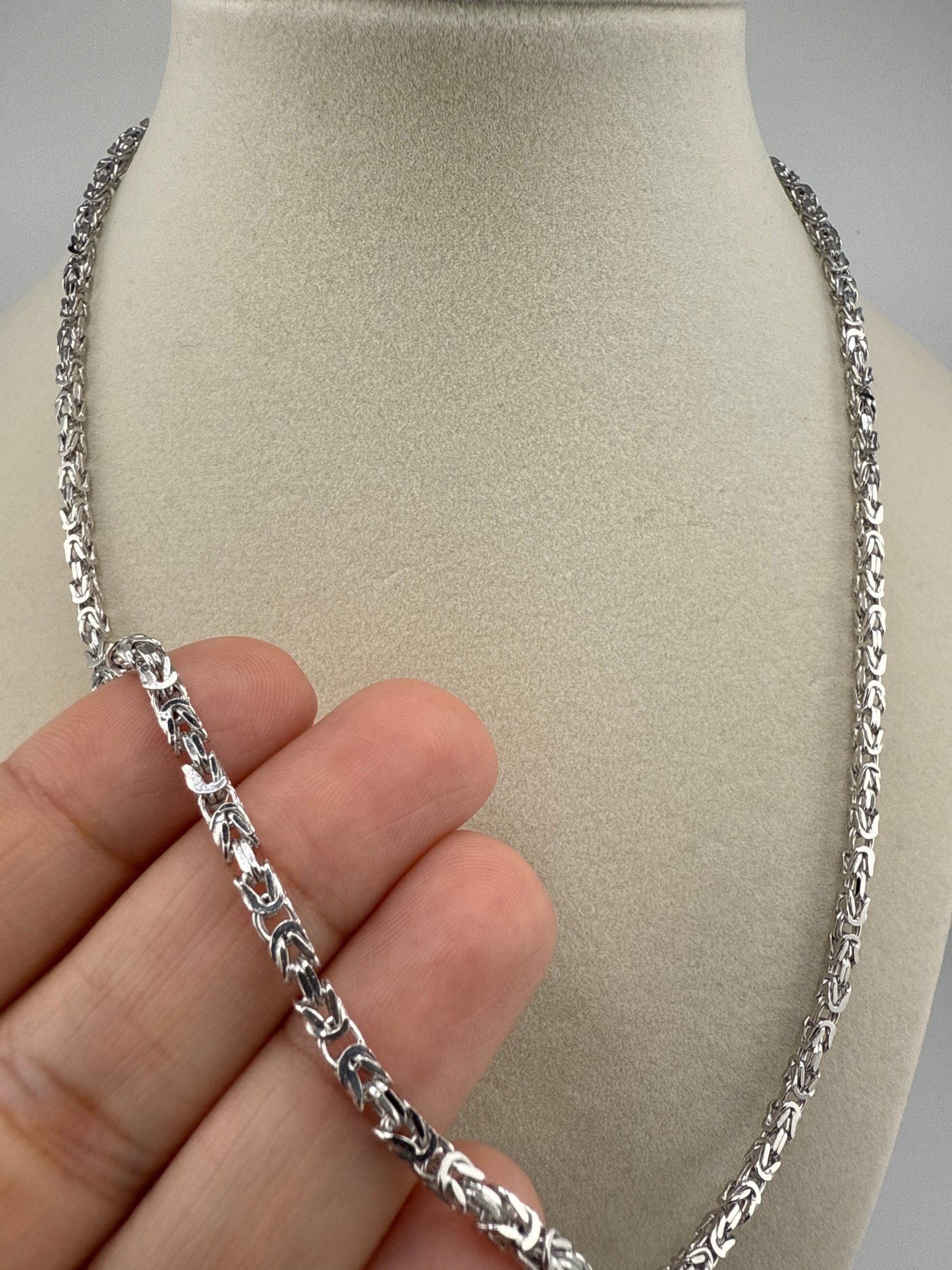 Sterling Silver 20inch 2.7mm Byzantine Chain - Rhodium Plated