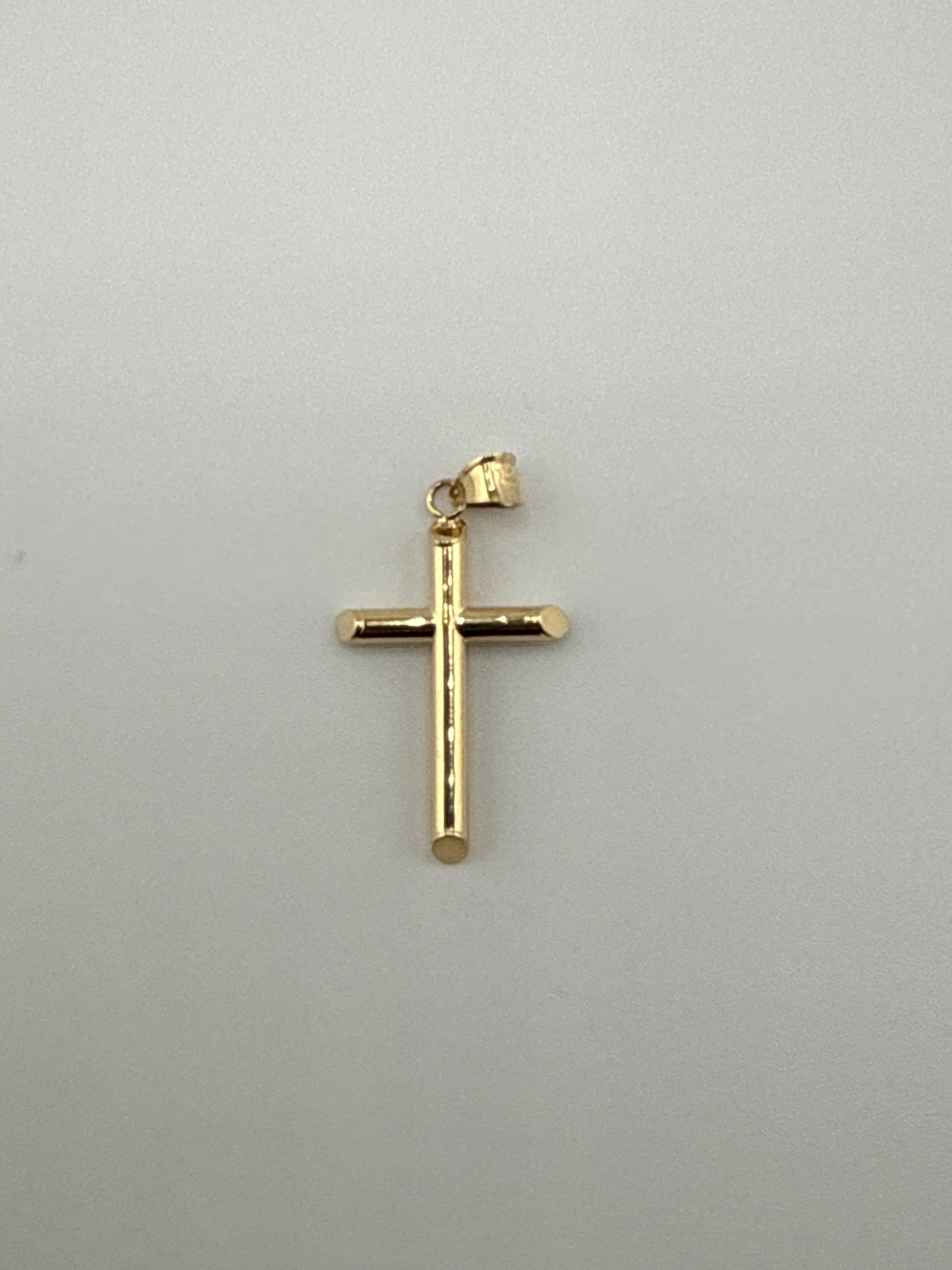 14k gold Polished Tube Cross Pendant