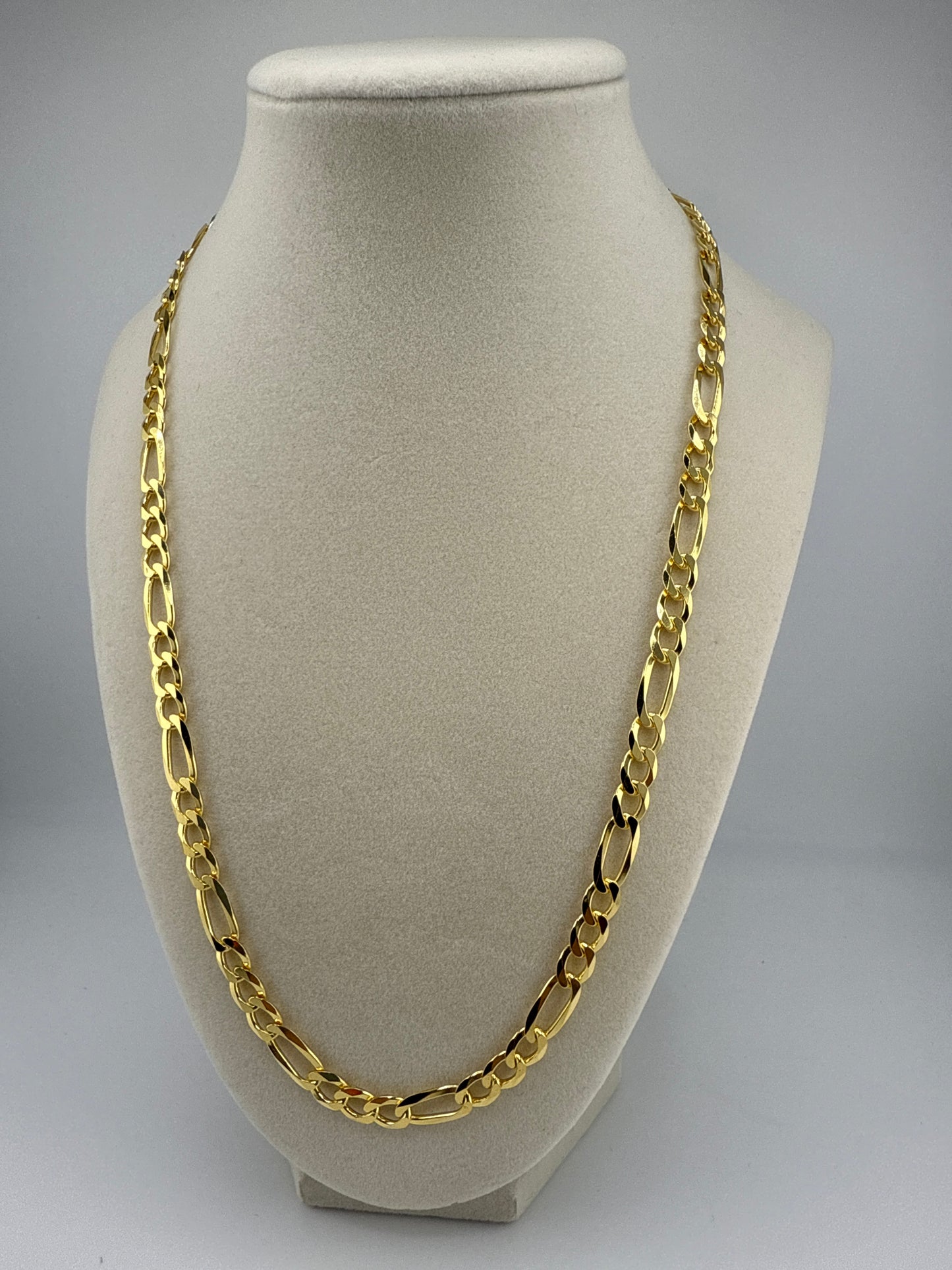 Sterling Silver 22inch 7.8mm Figaro Chain - Gold Plated