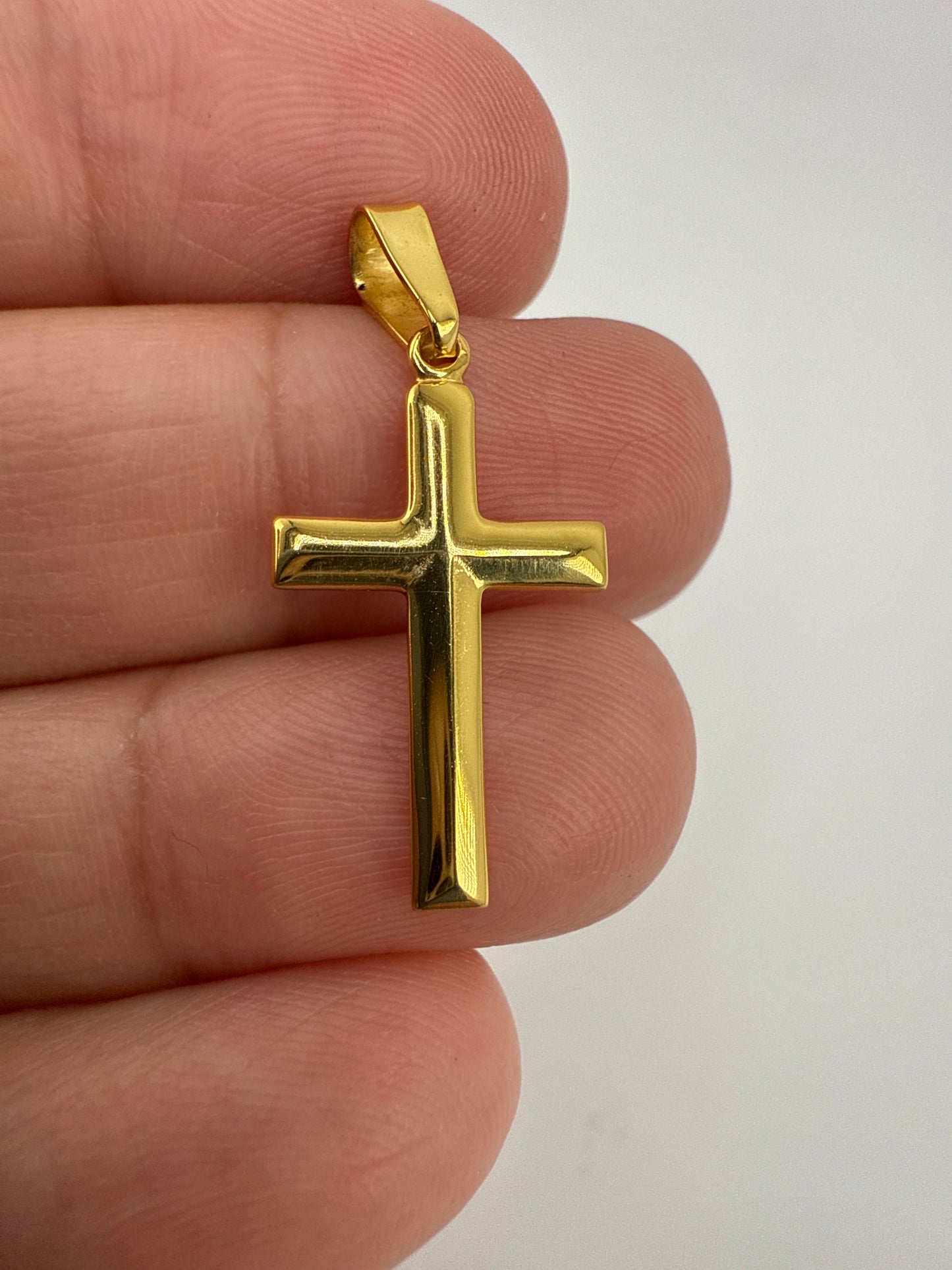 Sterling Silver Gold-tone Polished Cross Pendant