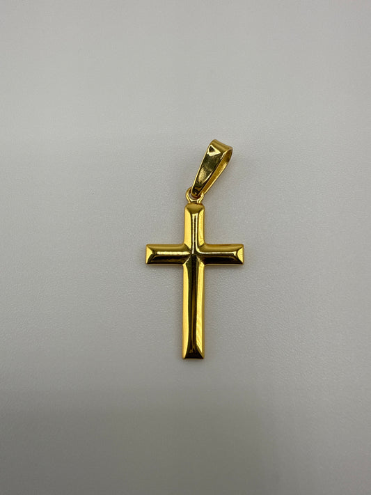 Sterling Silver Gold-tone Polished Cross Pendant