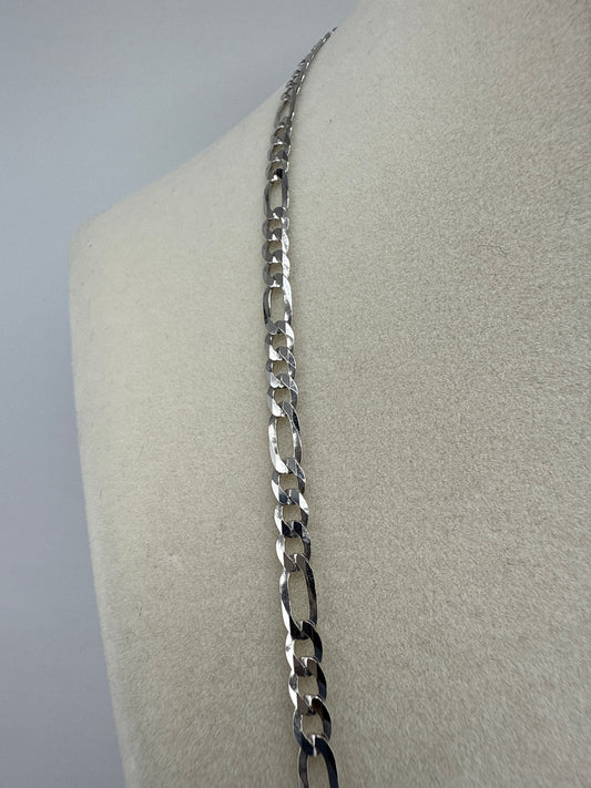 Sterling Silver 24inch 3.3mm Figaro Chain - Rhodium Plated