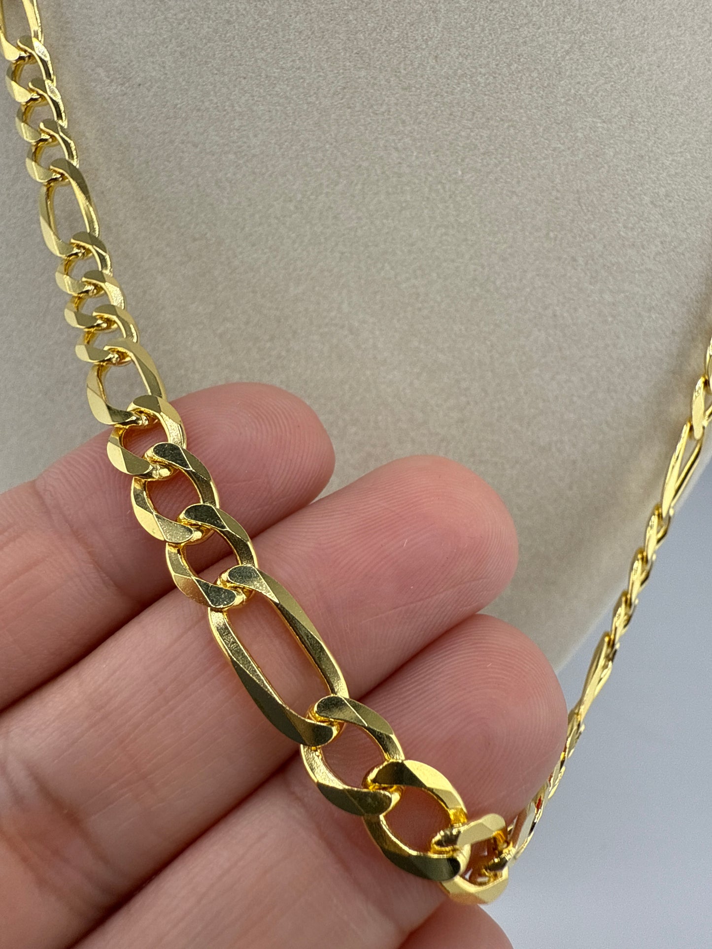 Sterling Silver 22inch 7.8mm Figaro Chain - Gold Plated