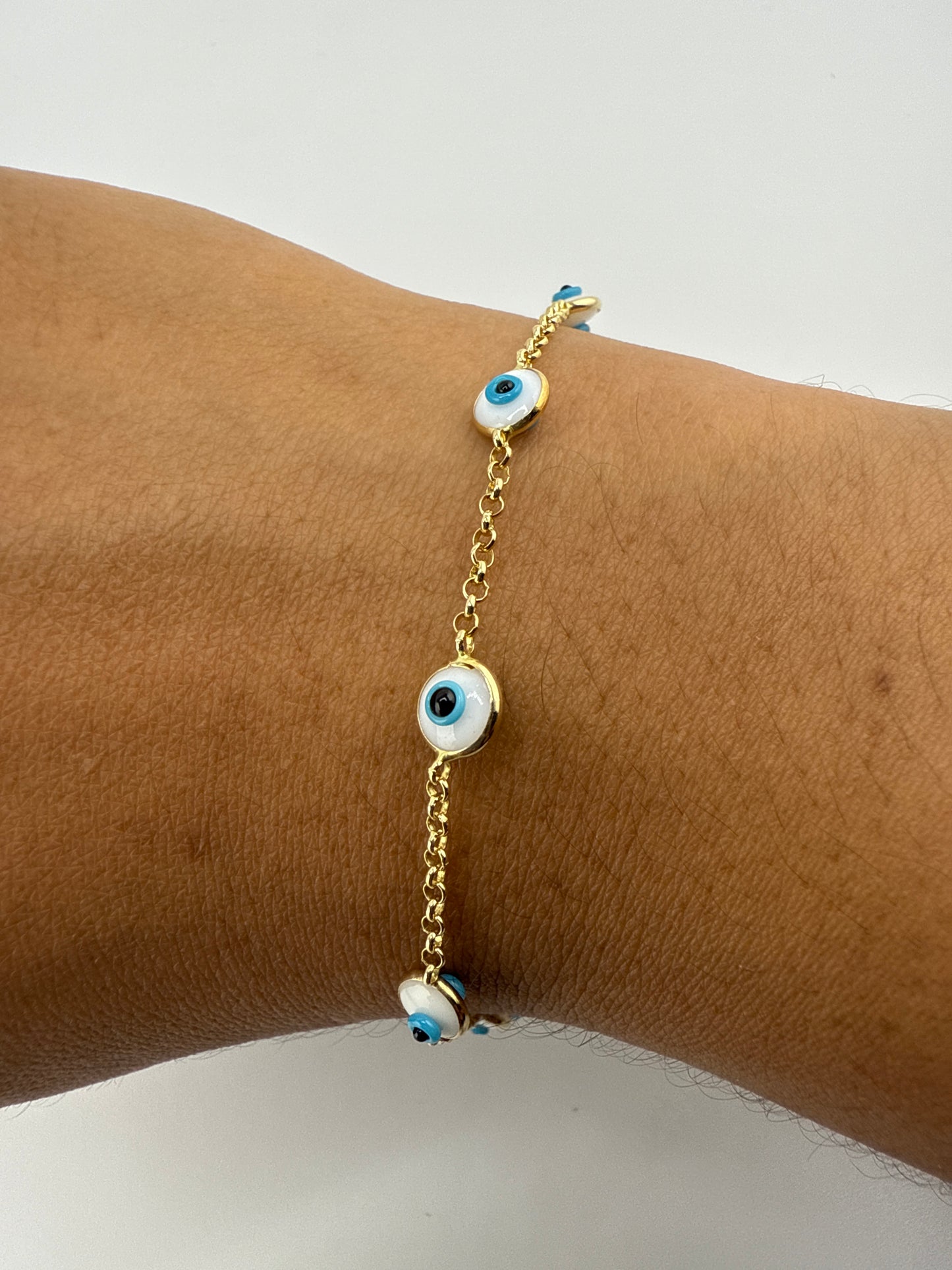 14k Gold Evil Eye Bracelet | 7 inches