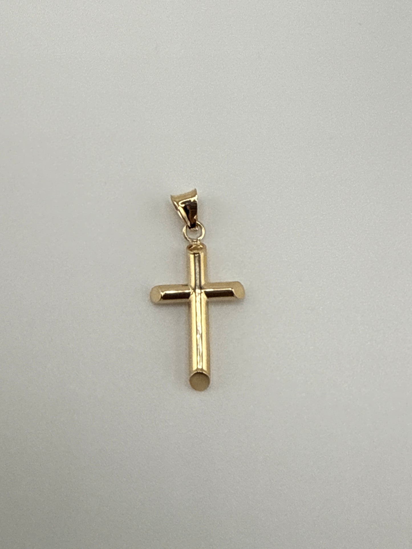 14k gold Polished Tube Cross Pendant